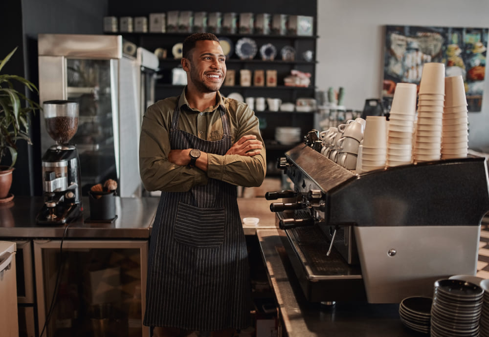 Small business owner in his restaurant